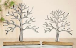  Ezüst színű élet fa formájú alumínium szobor fa talapzaton 26cm