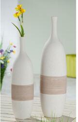  Gyönyörű kő hatású fehér és világos barna színű palack formájú kerámia váza 40cm Olbia