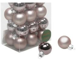  Üveg karácsonyfadísz gömb, smokey rose színű matt és fényes, 24 db - 2, 5 cm