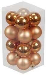 Üveg karácsonyfadísz gömb, narancs színű, fényes és matt felületű, 3, 5cm, 16db