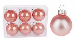  Üveg karácsonyfadísz gömb, rosegold színű, 7cm, 6db