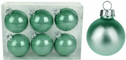  Üveg karácsonyfadísz gömb, selyemzöld színű, 5cm, 6db