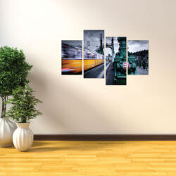 4 Decor Tablou canvas 4 piese - Tramvaiul galben