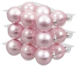 Üveg karácsonyfadísz gömb, rózsaszín, fényes és matt, 4cm 18db