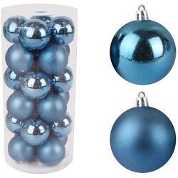  Karácsonyfadísz gömb, arctic kék színű, fényes és matt, 3cm 24db