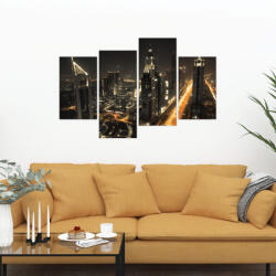 4 Decor Tablou canvas 4 piese - Zgarie nori noaptea