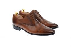 Lucas Shoes OFERTA MARIMEA 41 - Pantofi barbati eleganti, cu siret, din piele naturala maro coniac -L356CONIAC