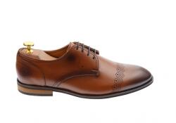Lucas Shoes Pantofi barbati eleganti, cu siret, din piele naturala maro coniac - 700CON - ciucaleti - 169,90 RON