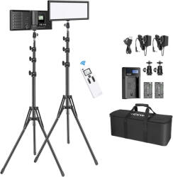 Neewer Kit 2x Panouri Bi Color 144 LED, trepiezi 150 cm, telecomanda contro, 2 baterii + 1 incarcator, geanta transport inclusa