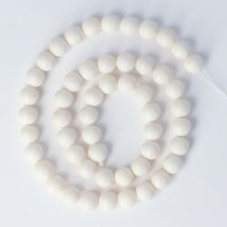  Shell Pearl alapanyagszál, fehér, matt, golyós, 8 mm, kb. 38 cm (gsxmg8f)