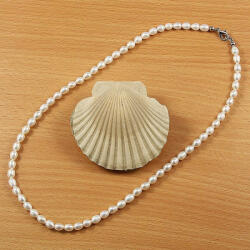 Rizsszemű, fehér tenyésztett gyöngy nyaklánc, 5-5, 5 mm, 45 cm (AA) (gt45rf555aa)