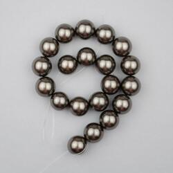  Shell pearl alapanyagszál, barnásszürke, golyós, 10 mm, 19 cm (isxg10szb)