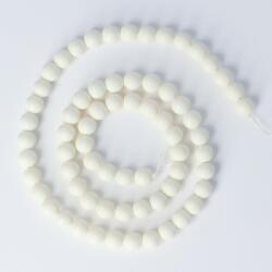 Shell Pearl alapanyagszál, fehér, matt, golyós, 6 mm, kb. 38 cm (gsxmg6f)