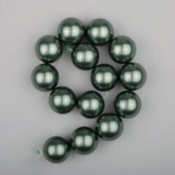 Shell pearl alapanyagszál, olajzöld, golyós, 14 mm, 19 cm (isxg14zo)
