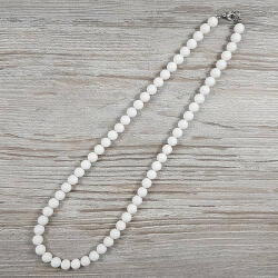  Shell Pearl, fehér, matt, golyós, 8 mm, 50 cm-es nyaklánc (gs5mg8f)