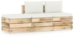 vidaXL Set mobilier de grădină cu perne, 3 piese, lemn verde tratat (3074569) - comfy