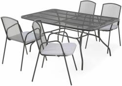Maison Mex Set 4 scaune cu spatar mediu si masa dreptunghiulara BERLIN negru/gri (TPW69002SET2)