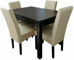 Laguna Berta étkezőgarnitúra 4+1 wenge-bézs textilbőr színben