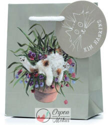 Ajándéktasak Macska a Virágcserépen (Őrült Macskák - Kim Haskins) - 11 x 6 x 14cm