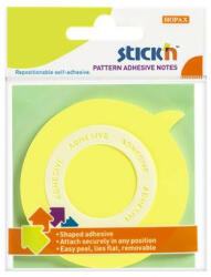 STICK N Öntapadó jegyzettömb, buborék alakú, 70x70 mm, 50 lap, STICK N, sárga (SN21544) - onlinepapirbolt