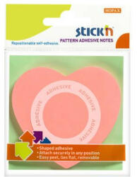 STICK N Öntapadó jegyzettömb, szív alakú, 70x70 mm, 50 lap, STICK N, rózsaszín (SN21545) - onlinepapirbolt
