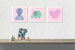 4 Decor Tablou canvas 3 piese - Animale dragalase pentru fetite