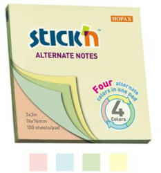 STICK N Öntapadó jegyzettömb, 76x76 mm, 100 lap, STICK N, pasztell színek (SN21821) - onlinepapirbolt