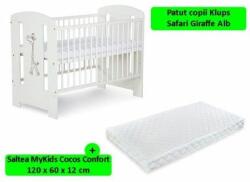 Klups Patut Klups Safari Giraffe Alb + Saltea 12 Confort II - gimihome