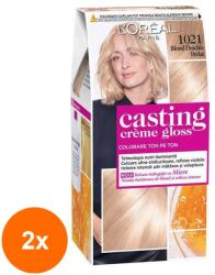 L'Oréal Set 2 x Vopsea de Par Semi-Permanenta fara Amoniac L'Oreal Paris Casting Creme Gloss 10.21 Blond Deschis Perlat, 180 ml