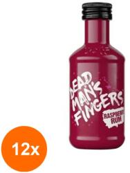 Dead Man's Fingers Set 12 x Rom Dead Man's Fingers cu Zmeura, Raspberry Rum 37.5% Alcool, Miniatura, 0.05 l