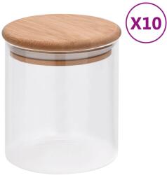 vidaXL Стъклени буркани за съхранение с бамбукови капаци 10 бр 600 мл (150695)