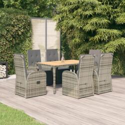 vidaXL Set mobilier de grădină cu perne, 7 piese, gri, poliratan (3157594)