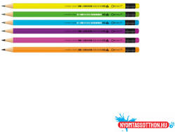 Connect Grafitceruza HB, radíros, fluo színű test és radírr, Connect 72 db/csomag, (105880)