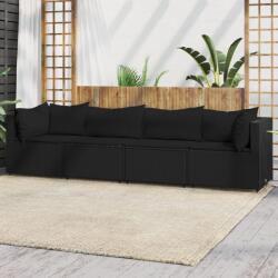 vidaXL Set mobilier relaxare grădină 4 piese cu perne poliratan negru (319784)
