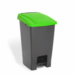 PLANET Szelektív hulladékgyűjtő konténer, műanyag, pedálos, antracit/zöld, 70L (UP228Z)