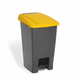 PLANET Szelektív hulladékgyűjtő konténer, műanyag, pedálos, antracit/sárga, 70L (UP228S)