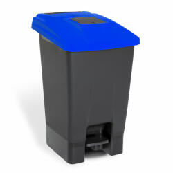 PLANET Szelektív hulladékgyűjtő konténer, műanyag, pedálos, antracit/kék, 100L (UP229K)