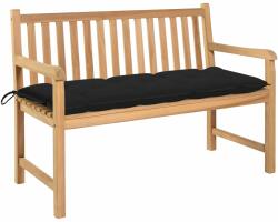 vidaXL Bancă de grădină cu pernă neagră, 120 cm, lemn masiv tec (3062698)