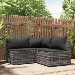 vidaXL Set mobilier de grădină cu perne, 3 piese, gri, poliratan (319764)
