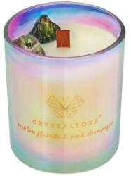 CRYSTALLOVE Lumânare de soia „Rainbow Fluorite And Pink Champagne - Crystallove Soy Candle With Rainbow Fluorite And Pink Champagne 220 g