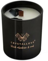 CRYSTALLOVE Lumânare de soia cu obsidian negru și oud - Crystallove Soy Candle With Black Obsidian And Oud 220 g