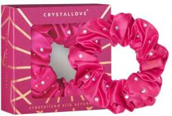 Crystallove Elastic de păr din mătase cu cristale, roz - Crystallove Silk Hair Elastic With Crystals Hot Pink