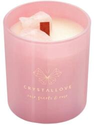 CRYSTALLOVE Lumânare de soia cu cuarț roz și trandafir - Crystallove Soy Candle With Rose Quartz And Rose 220 g