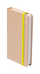 Jegyzetfüzet A/6 sárga gumipánttal, sima 100 lapos, újrahasznosított karton borítással