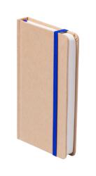Jegyzetfüzet A/6 kék gumipánttal, sima 100 lapos, újrahasznosított karton borítással