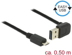 Delock Kábel EASY-USB 2.0-s A típusú csatlakozódugó, ívelt felfelé / lefelé > USB 2.0-s Micro-B-típu (85203) - mobilitcentrum