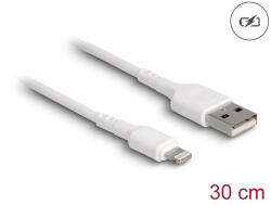 Delock USB töltő kábel iPhone , iPad , iPod eszközökhöz fehér 30 cm (87866) - mobilitcentrum