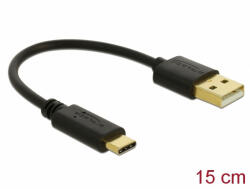 Delock Töltő kábel USB A-típusú - USB Type-C csatlakozó végekkel 15 cm (85354)