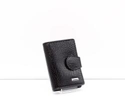 Fuerdanni fekete / lakk / nyomottmintás álló patentos kártyatartó k19