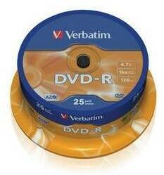 Verbatim Mediu optic Verbatim DVD+R 4.7GB 16x spindle argintiu mat 25 bucati (43500)